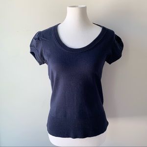 Harold’s Navy Puffy Short Sleeve Fitted Shirt Size Medium